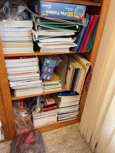 Box Lot of Assorted Office Supplies Binders Folders Notebooks