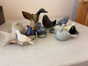 Lot of Assorted Bird Figurines Ceramic Resin Stone Carved Decor