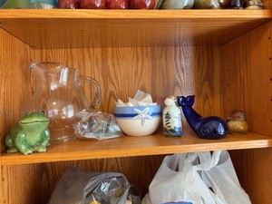 Lot of Coastal & Art Glass Home Decor Pitcher Frog Whale Bowl