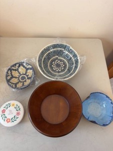 Lot of Assorted Decorative Bowls Woven Wood Pottery Ceramic