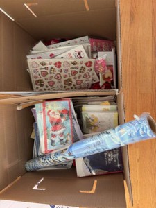 Lot of Assorted Greeting Cards Valentines Christmas Wrap & Party Goods