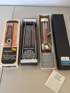 Vintage Springfield & Airguide Indoor Outdoor Thermometers w Boxes