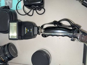 Canon F-1 Camera Lot Sure Shot 80 Tele Tamron Lens Promaster Flash
