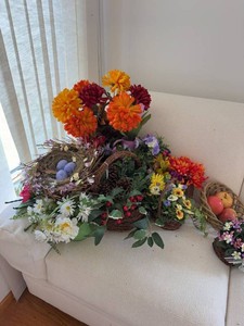 Lot of Assorted Artificial Floral Arrangements & Seasonal Wreaths