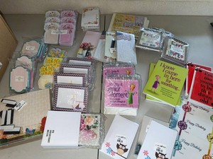 Assorted Stationery Gift Lot Sticky Notes Memo Pads Cards Books