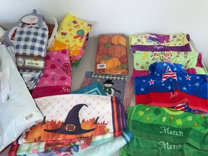 Lot of Assorted Seasonal Kitchen Towels Holiday Month Prints