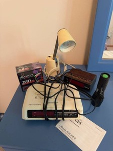 Box Lot of Vintage Electronics Sony Dream Machine Westclox Lamp
