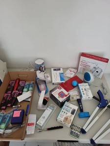 Box Lot of Health Electronics Accessories Earbuds & Reachers