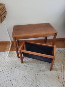 Vintage Danish Modern End Table & Magazine Rack Matching Set