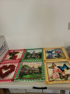 Lot of Seasonal Fabric Hot Pads Trivets Month Print Decor Squares