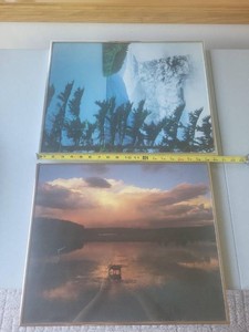 Set of 2 Framed Scenic Landscape Photo Prints Metal Frame Wall Art