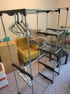Portable Garment Rack Closet Organizer with Wire Shelves and Hangers