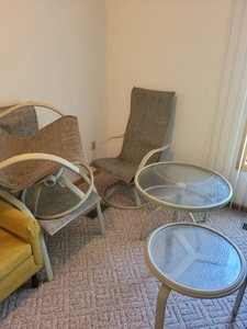 4-Piece Patio Swivel Chair and Glass Side Table Set