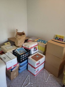 Assorted Teaching Supplies Scrapbooking Paper Goods Box Lot