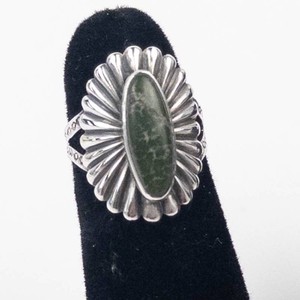 Beautiful Native American Sterling Silver Green Turquoise Ring Size 5.5