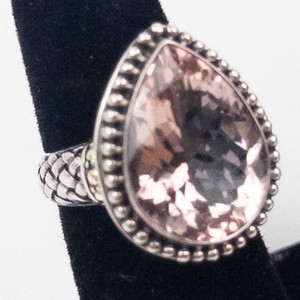 Samuel B. 18K Gold & Sterling Silver Pink Topaz Ring Size 8