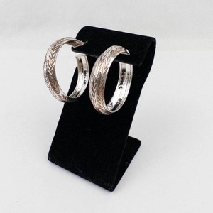 Large 925 Sterling Silver Wheat-Etched Hoop Earrings