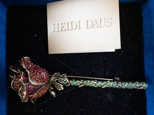 Heidi Daus a Rose Is a Rose Crystal Pin Brooch