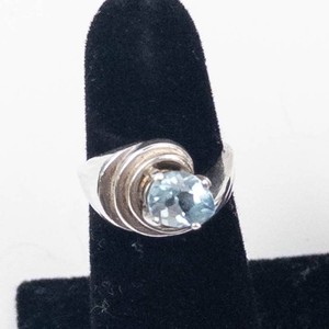 Aquamarine Pear-Cut Sterling Silver Ring Size 7