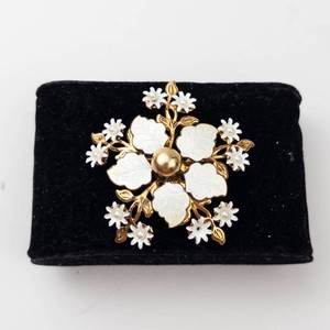 Gold-Tone Floral Enamel Brooch