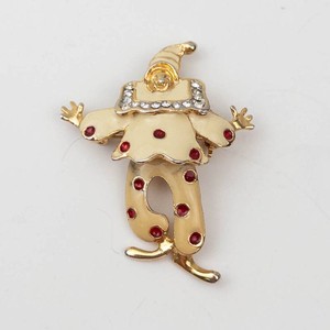 Enamel Clown Rhinestone Crystal Accented Brooch