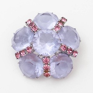 Kramer of New York Sterling Silver Floral Brooch With Lavender and Pink Stones