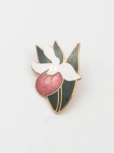 Lady Slipper Enamel Floral Brooch Pin