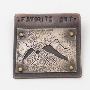 Cindy Henley Signed 1993 Favorite Ant Copper & Steel Brooch
