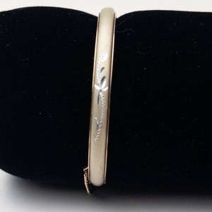 Floral Etched Two-Tone Base Metal Hinged Bangle