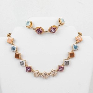 Vintage Gold-Tone Enamel Necklace & Bracelet Set