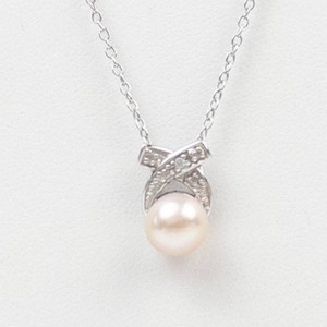 PAJ Sterling Silver Pearl & Diamond Pendent Necklace 18 in