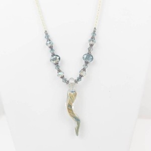 Sterling Silver Necklace With Green Blown Glass Bead