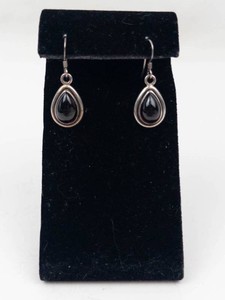 Garnet Cabochon Sterling Silver Teardrop Earrings