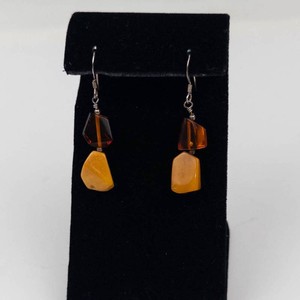 Sterling Silver Amber Dangle Earrings