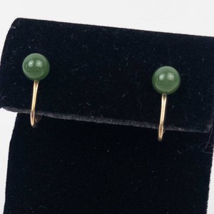 Pair of 12K Gold-Filled Green Gemstone Bead Dangle Earrings