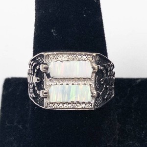 Scorpion Banded White Rainbow Stone Ring Size 12.5-12.75