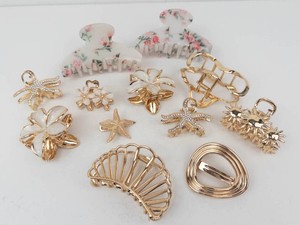 NEW Old Stock Gold-Tone Hair Clips & Floral Claw Clips