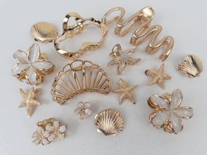 NEW Old Stock Gold-Tone Floral, Shell & Starfish Hair Accessories