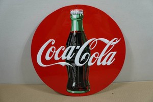 Vintage Style Raised Metal Coca-Cola Button Sign