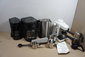 Assorted Coffee and Espresso Makers and Parts