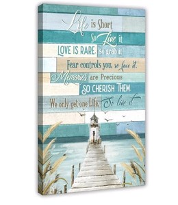 Beach Lighthouse Themed 16x24 Inspirational Quotes Canvas Wall Art $49.00 Retail - Brand New