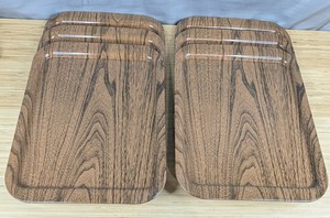 Wood Grain Patterned Metal Rectangular Serving Trays 6-Pack G