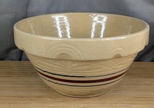 Stoneware Plant Pot with Blue and Burgundy Stripes S