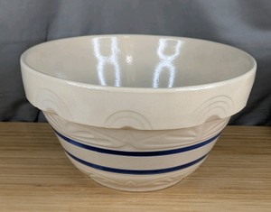 Stoneware Plant Pot with Blue Stripes S