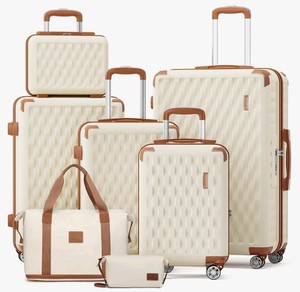 Melalany 7-Piece Hardshell Luggage Set Beige Brown $199.98 Retail - Brand New