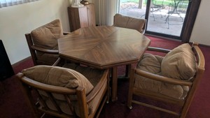 vintage 1970s octagon game table and chairs. excellent condition. very little use