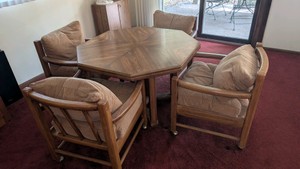 vintage 1970s octagon game table and chairs. excellent condition. very little use