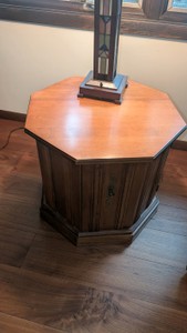 octagon living room end table lamp table with storage vintage solid oak
