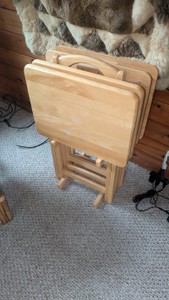 White oak solid vintage TV trays. Thanksgiving Easter