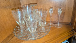 Crystal glassware goblets wine glasses antique vintage excellent condition